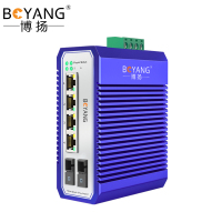 博扬 BY-PG2041A/B POE工业级光纤收发器 千兆单模单纤2光4电光电转换器 SC接口20公里 含电源 一对价