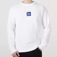 PUMA彪马卫衣男装2022春季新款运动服宽松白色休闲卫衣536773-02