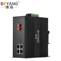 博扬 BY-PG1043S POE工业级光纤收发器 千兆单模双纤1光4电光电转换器 FC接口20公里 含电源