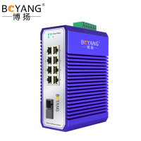 博扬 BY-PG1081A/B POE工业级光纤收发器 千兆单模单纤1光8电光电转换器 SC接口20公里 含电源一对价