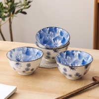 麦可可 日式碗碟餐具套装饭碗盘子碗碟套装碗筷组合现代青花4.5英寸碗8个装