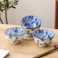麦可可 日式碗碟餐具套装饭碗盘子碗碟套装碗筷组合现代青花4.5英寸碗8个装