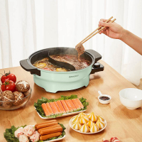 圈厨电火锅家用多功能电煮电炖电热锅多用途4L大容量不粘锅 鸳鸯电火锅CR-HG03
