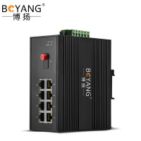 博扬 BY-PG1083A/B POE工业级光纤收发器 千兆单模单纤1光8电光电转换器 FC接口20公里含电源 一对价