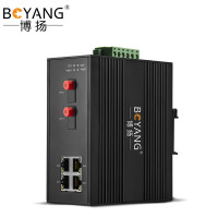 博扬 BY-PG2043A/B POE工业级光纤收发器 千兆单模单纤2光4电光电转换器 FC接口20公里 含电源 一对价