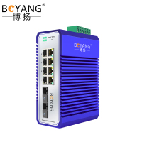 博扬 BY-PG2081A/B POE工业级光纤收发器 千兆单模单纤2光8电光电转换器 SC接口20公里 含电源 一对价