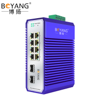 博扬 BY-GG208 工业级光纤转换器 千兆二光八电单模双纤以太网交换机 含电源DC12~54V不含模块