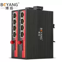 博扬 BY-PF1043A/B POE工业级光纤收发器 百兆单模单纤1光4电光电转换器 FC接口20公里 含电源 一对