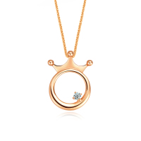 GZUAN古钻珠宝 18k金心动王冠女士吊坠 赠银项链 D1876