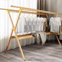 盼盼 晾衣架落地折叠凉衣杆双杆X型加厚铝合金伸缩晒衣架