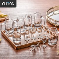 CLITON 白酒杯分酒器套装 高脚茅台小酒杯带刻度 玻璃 6杯6壶酒具