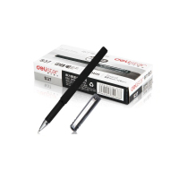 得力(deli) S37 商务中性笔 0.5mm 磨砂笔杆办公签字笔 子弹头 黑色 12支/盒 3盒 单位:组