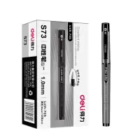 得力(deli) 1.0mm 子弹头 加粗中性笔 碳素水笔签字笔 S73 黑色 12只/盒 3盒 单位:组