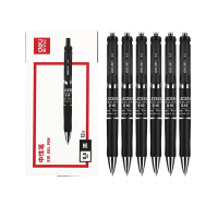 得力(deli) 按动中性笔 S10 考试用笔 0.5mm弹簧头 磨砂杆 黑色 12支/盒 3盒 单位:组