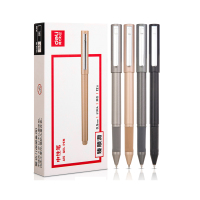得力(deli) A15 乐素 拔盖金属中性笔 0.5mm子弹头 签字笔 黑色 12支/盒 2盒装