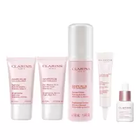[国内专柜正品]Clarins娇韵诗洁面50ml+精华7ml+焕亮乳液15ml+防晒乳10ml+面膜晚霜15ml