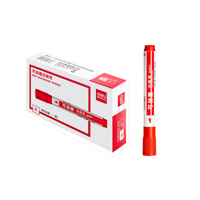 得力 白板笔 可擦易擦笔 办公用品 书写顺畅 红色 10支/盒 3盒装 S507