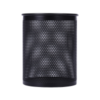 得力 909 金属网状笔筒 圆形方形简约创意 桌面收纳盒 办公用品 黑色 909金属 圆形笔筒 3只装