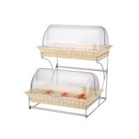 香港SUNNEX新力士双层仿藤面包水果点心架冷餐自助餐展示盘台配盖