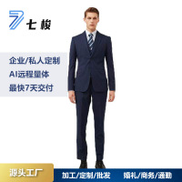 七梭定制 男士细条纹职业装套西银行员工定制