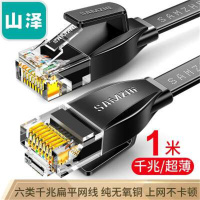 山泽HBP601六类千兆非屏蔽扁平网线1米黑色 2根/件(单位:件)