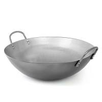 KMR 老式手打双耳厨师熟铁锅家用大锅广式炒菜锅商用圆底燃气灶不粘锅直径58cm