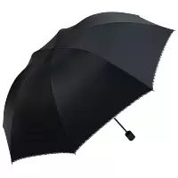 红叶 三折包边黑胶伞 D7442 黑色
