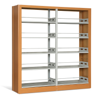 易企采 2000*1900*450mm双面一列二组五层 钢制书架学校图书馆书店书籍室阅览室双面书架资料架木护板