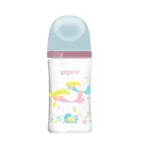 贝亲(Pigeon) 奶瓶 玻璃奶瓶 自然实感第3代奶瓶 宽口径奶瓶 彩绘奶瓶240ml-人鱼公主AA213 L号