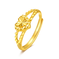 周贝贝珠宝 黄金戒指 爱心女士心形活口戒指 ZHJJ0002