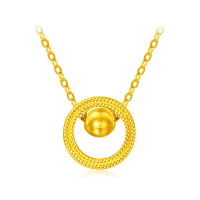 周贝贝珠宝 猫眼珠 简约光圈足金黄金项链女 ZHJD0023