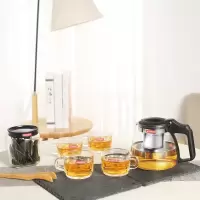 自营苏宁宜品绿茶红茶具六件套茶叶罐冷水壶套装玻璃耐热高温家用凉白开水咖啡牛奶杯