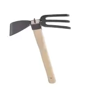 TRW 木柄小锄头 全钢短柄户外工具 镐子 两用锄耙 23*7.5*37cm