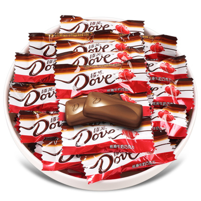 德芙(DOVE)丝滑牛奶巧克力婚庆喜糖4.5g散装称重500g