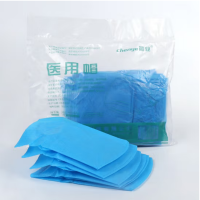 晨业 蓝头套无纺布圆形条形工作帽 一次性帽子