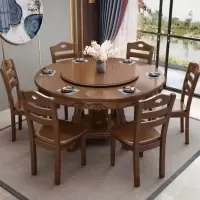慧采云 1.6m一桌八椅中式实木圆形餐桌家用大圆桌吃饭桌子椅圆餐桌椅组合