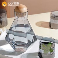 冷水壶凉水壶玻璃耐高温大容量冷泡果汁柠檬泡茶壶套装装水瓶[六棱壶+直筒壶系列]