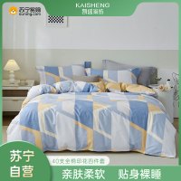 凯盛家纺 2022年新款 40支纯棉斜纹夏季床品全棉四件套 1.5米床学生宿舍床上用品套件(格调商家)