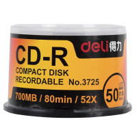 得力(deli)3725 光盘 空白刻录光碟 CD-R 50片 1筒