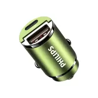 飞利浦(PHILIPS)DLP4006B/93-绿色 车载充电器PD20W快充 USB-C车充点烟器