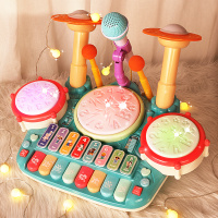 禧天龙 儿童玩具多功能爵士架子鼓 敲打乐器 动感灯光