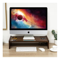 倍方 胡桃木圆条无线充 电脑显示器增高架 1.00 个/套 (计价单位:套) 胡桃色