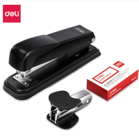 得力黑色0359钢制耐用办公订书机套装(订书器+起钉器+订书钉) 适配12#钉