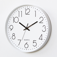 数字简约北欧挂钟客厅静音白色圆形12英寸挂表 1个