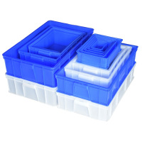 双力 10#塑料周转箱盒子物料筐蓝色145*95*54 10个&