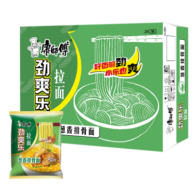 康师傅方便面劲爽乐袋装葱香排骨面24袋整箱装速食泡面