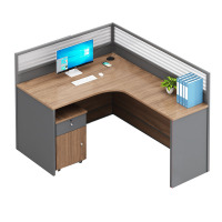 花城工业风L型员工工位办公桌(含隔断+桌底柜)(仅限烟台五区发货)