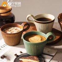 日式粗陶咖啡杯子设计小众复古马克杯家用早餐牛奶杯情侣水杯