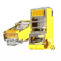 安普康(AMPCOM)AMCAT6BGP050(TP) 纯铜镀金屏蔽水晶头六类千兆CAT6网线 透明色50个 单位:袋