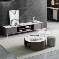 芝華仕(CHEERS)芝华仕茶几电视柜组合 客厅家用圆形意式轻奢岩板简约小户型PT026
